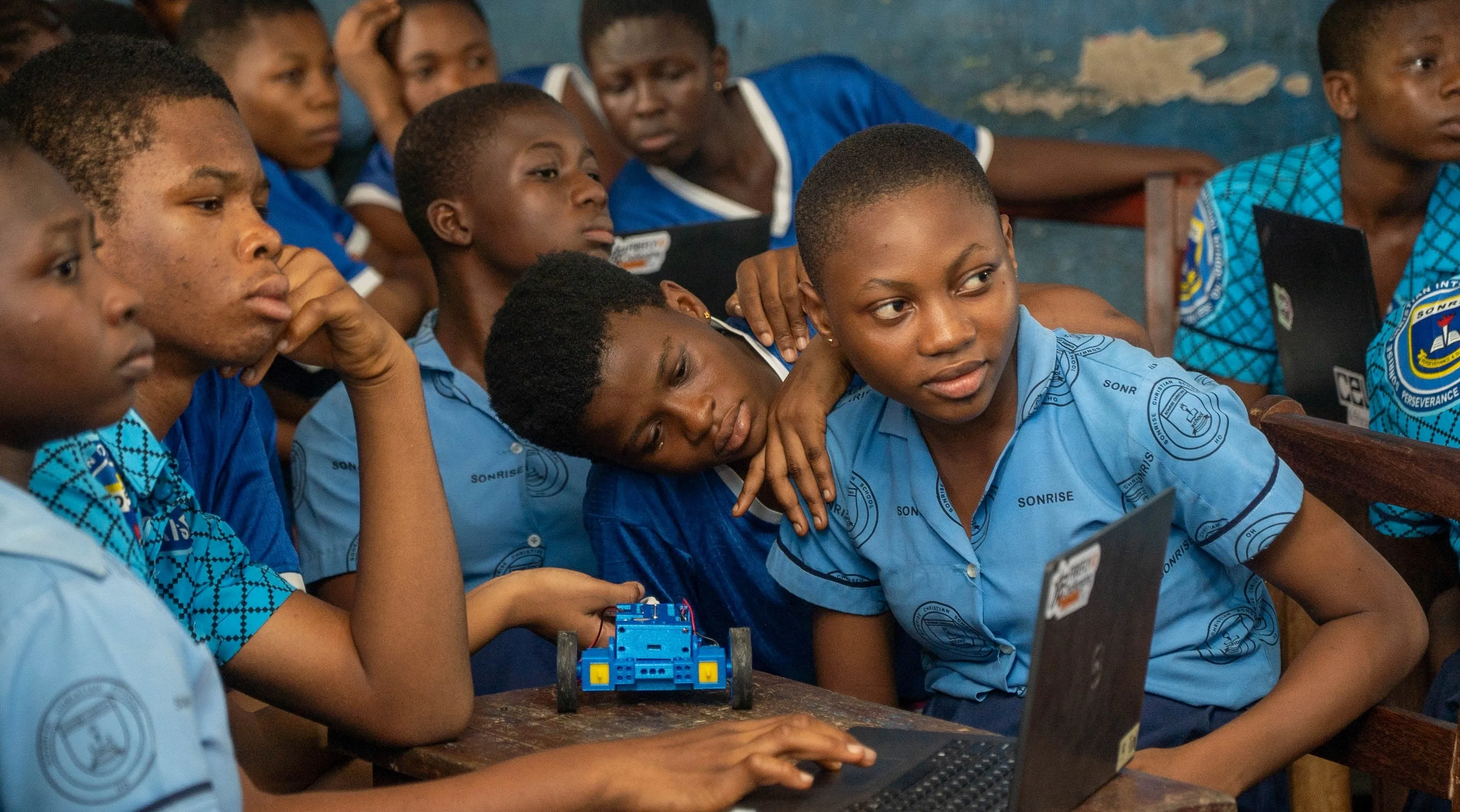 Students building XploreBot